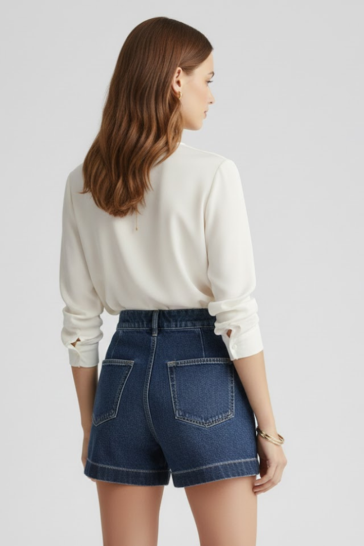 Alba | Dame Shorts Høj Talje Opsmøg Klassisk Pasform