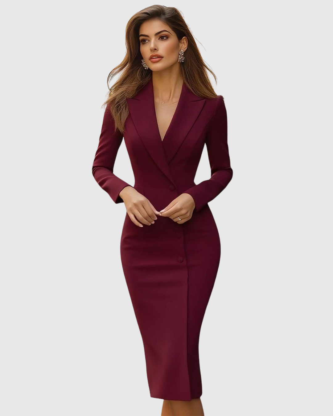 Astrid | Kvinder Midikjole Skræddersyet Blazer Look Elegant Pasform
