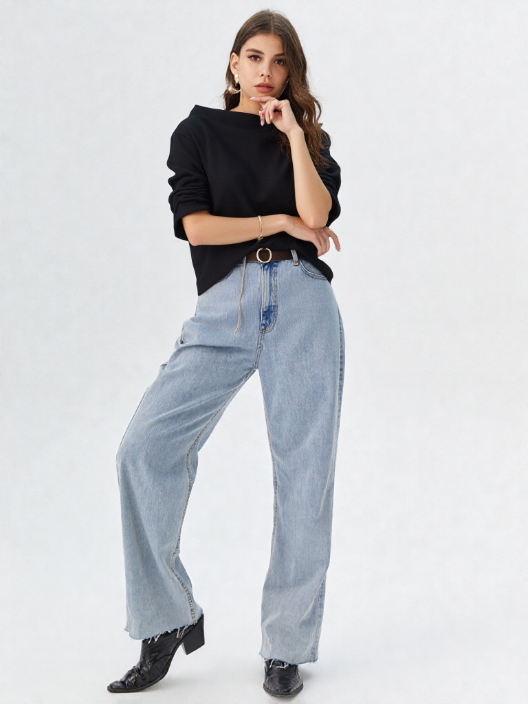 Casual dametop med batwing-ærmer