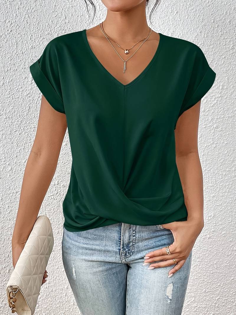 Freja | Kvinder Sommerbluse Kortærmet Top Elegant Pasform