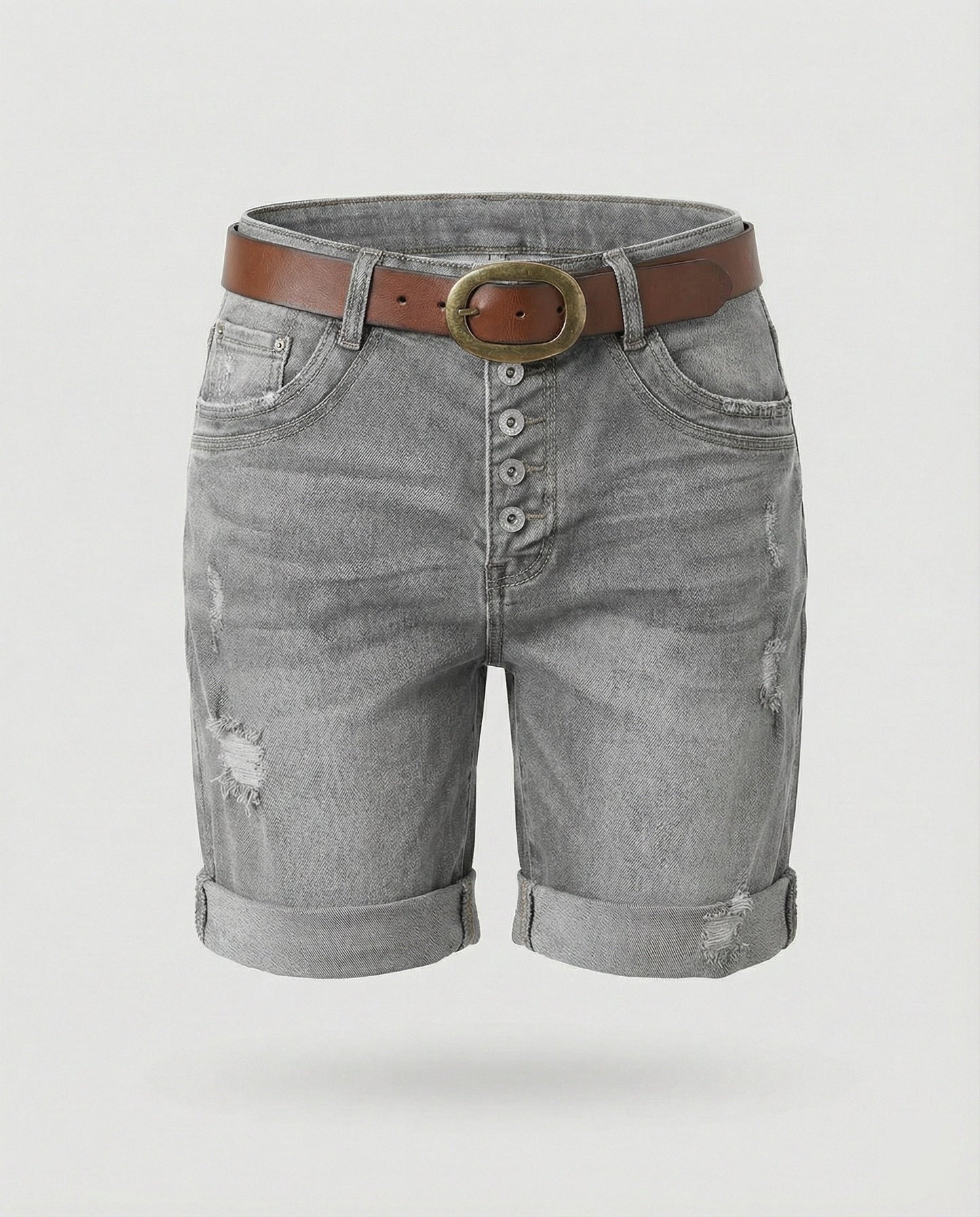 Sif | Dame Denim Shorts Ripped Design Afslappet Pasform