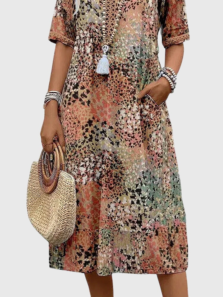 Sif | Kvinder Midikjole Blomstret Print Elegant Pasform