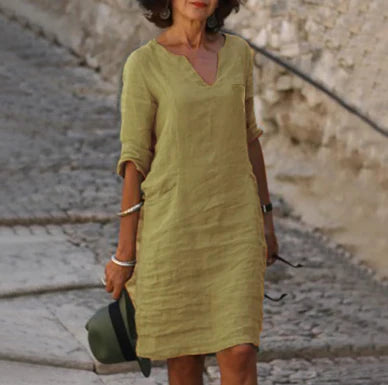 Sofie | Dame Minikjole V-hals Trekvart Ærmer Elegant Feminin