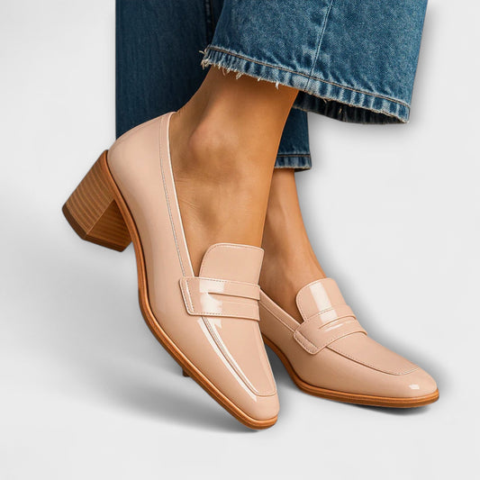Klara | Kvinder Loafers Blank Finish Blokhæl Firkantet Snude