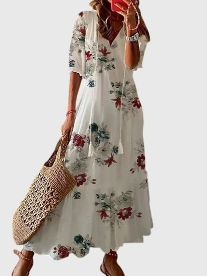 Sille | Kvinder Boho Kjole Vintage Mønster Luftig Pasform