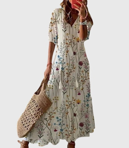Sille | Kvinder Boho Kjole Vintage Mønster Luftig Pasform