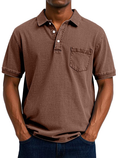 Aksel | Herre Polo shirt Vintage Lomme Klassisk Pasform