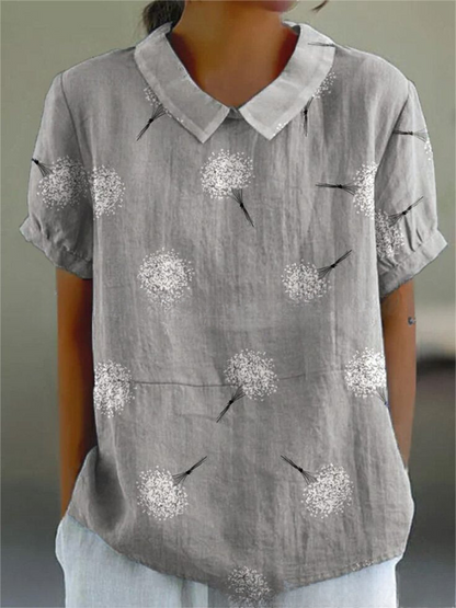 Alberte | Dame Vintage Blomstret Bluse Afslappet Pasform