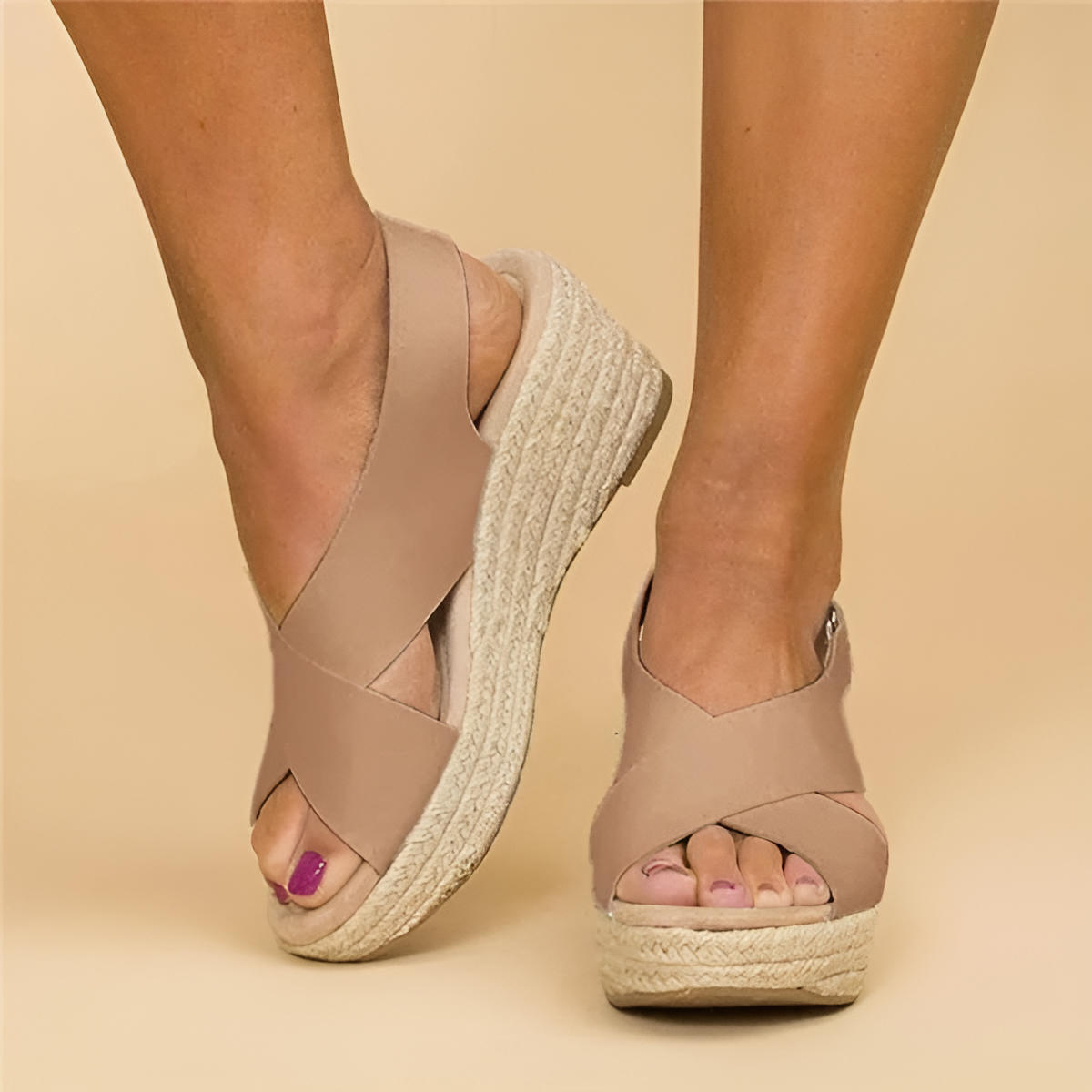 Astrid | Kvinder Espadrilles Kilehæl Blødt Lærred Krydsremme