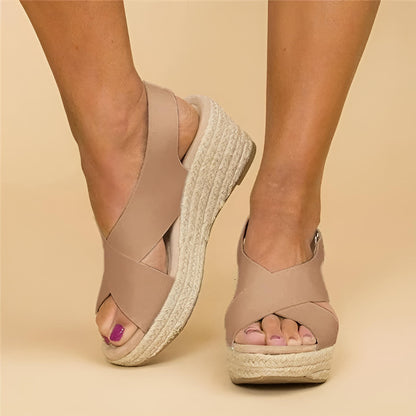 Astrid | Kvinder Espadrilles Kilehæl Blødt Lærred Krydsremme