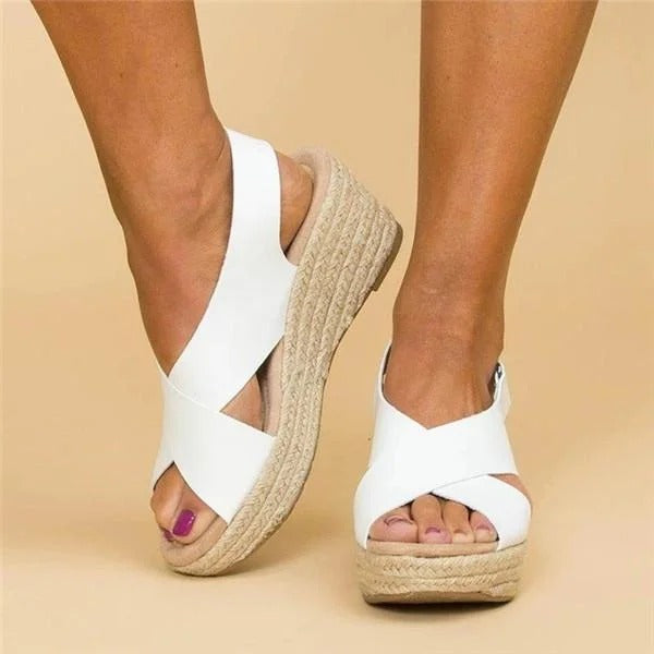 Astrid | Kvinder Espadrilles Kilehæl Blødt Lærred Krydsremme