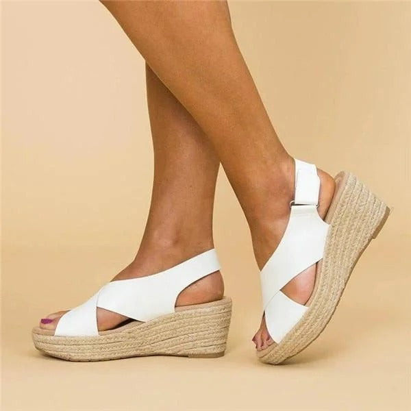 Astrid | Kvinder Espadrilles Kilehæl Blødt Lærred Krydsremme