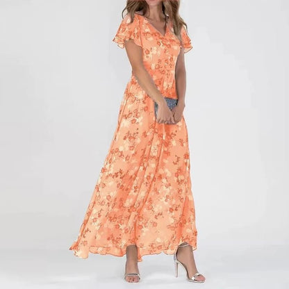 Astrid | Kvinder Maxikjole Luftig Chiffon Blomsterprint