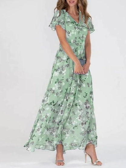 Astrid | Kvinder Maxikjole Luftig Chiffon Blomsterprint