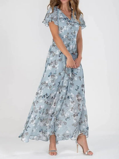Astrid | Kvinder Maxikjole Luftig Chiffon Blomsterprint