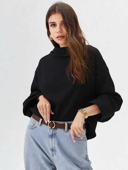 Casual dametop med batwing-ærmer