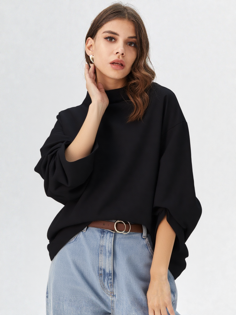 Casual dametop med batwing-ærmer