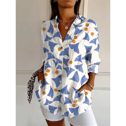Elin | Kvinder Blomstret Bluse Let Materiale Afslappet Pasform