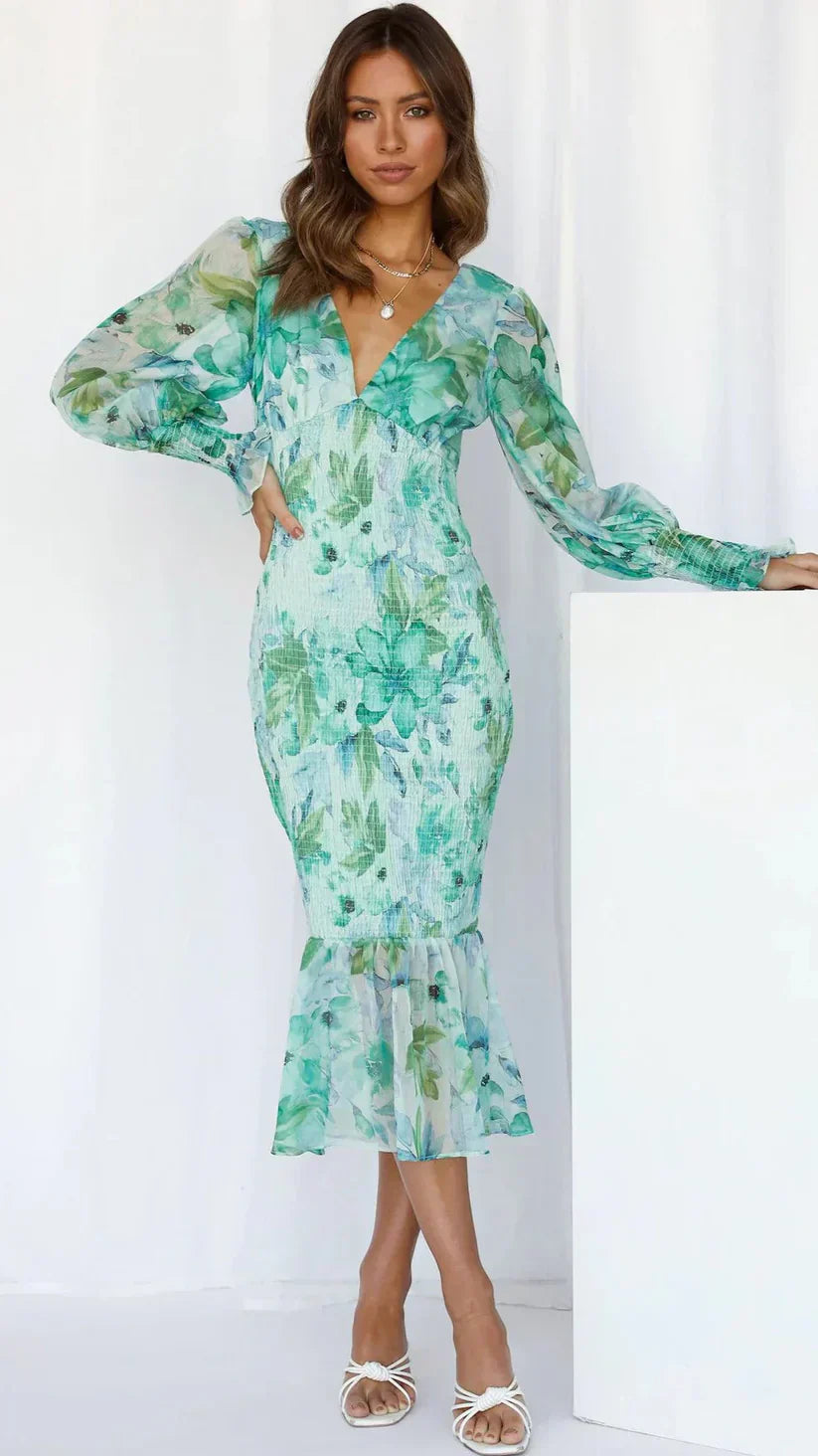 Gabrielle | Elegante Kvinder Blomstret Maxi Kjole