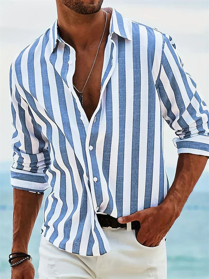 Hakon | Herre Skjorte Stribet Button Down Afslappet Pasform