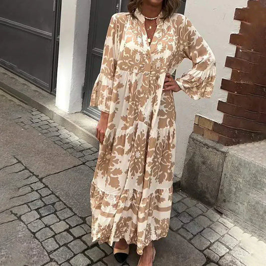 Harmony | Elegante Damers Boho Maxikjole Med Print
