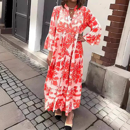Harmony | Elegante Damers Boho Maxikjole Med Print
