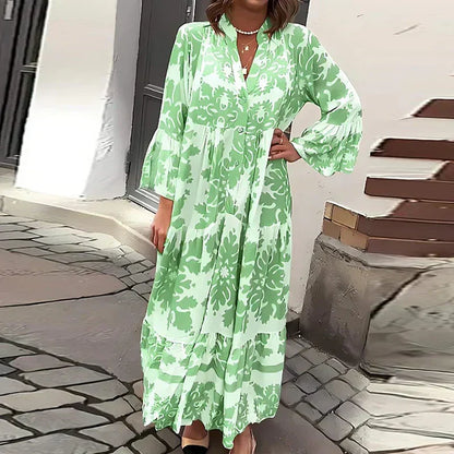 Harmony | Elegante Damers Boho Maxikjole Med Print
