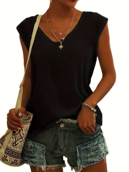 Inara | Afslappede Kvinders Sommer T-shirt med V-hals