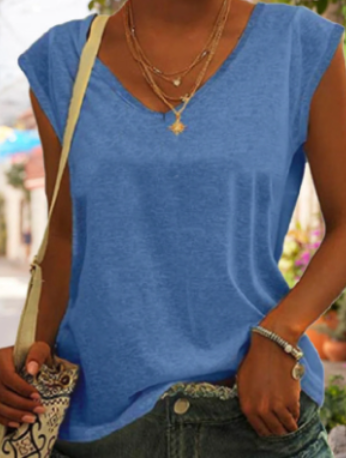 Inara | Afslappede Kvinders Sommer T-shirt med V-hals