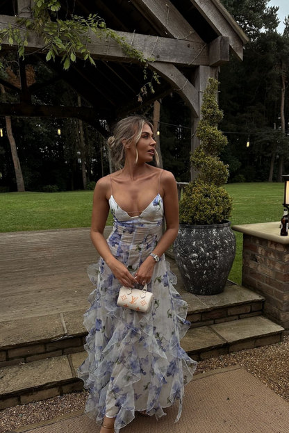 Isolde | Strålende Dame Bryllupsgæstekjole Blomster Maxi