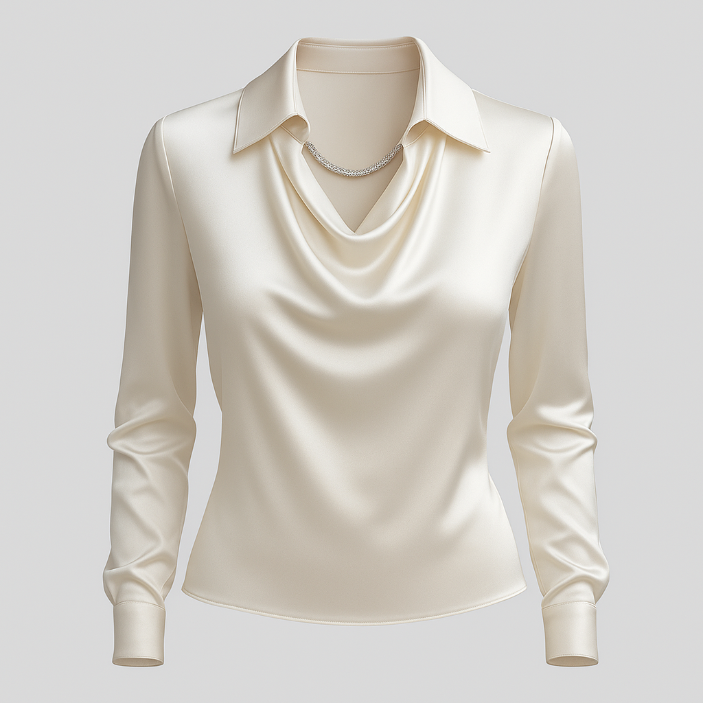 Kendra | Elegante Kvinder Satin Toppe Vandfaldsudskæring