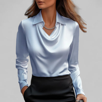 Kendra | Elegante Kvinder Satin Toppe Vandfaldsudskæring