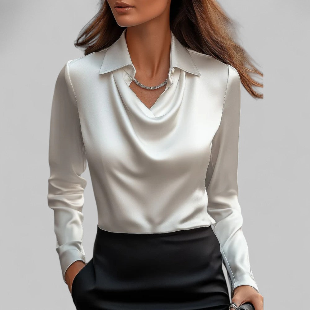 Kendra | Elegante Kvinder Satin Toppe Vandfaldsudskæring