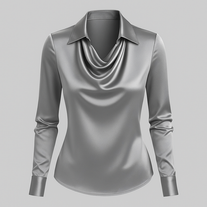 Kendra | Elegante Kvinder Satin Toppe Vandfaldsudskæring