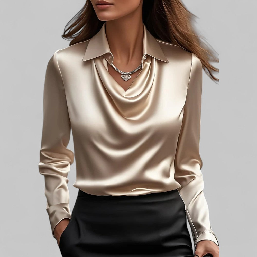 Kendra | Elegante Kvinder Satin Toppe Vandfaldsudskæring