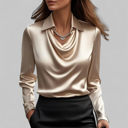 Kendra | Elegante Kvinder Satin Toppe Vandfaldsudskæring