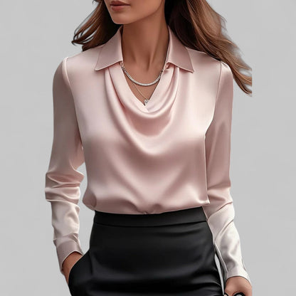 Kendra | Elegante Kvinder Satin Toppe Vandfaldsudskæring