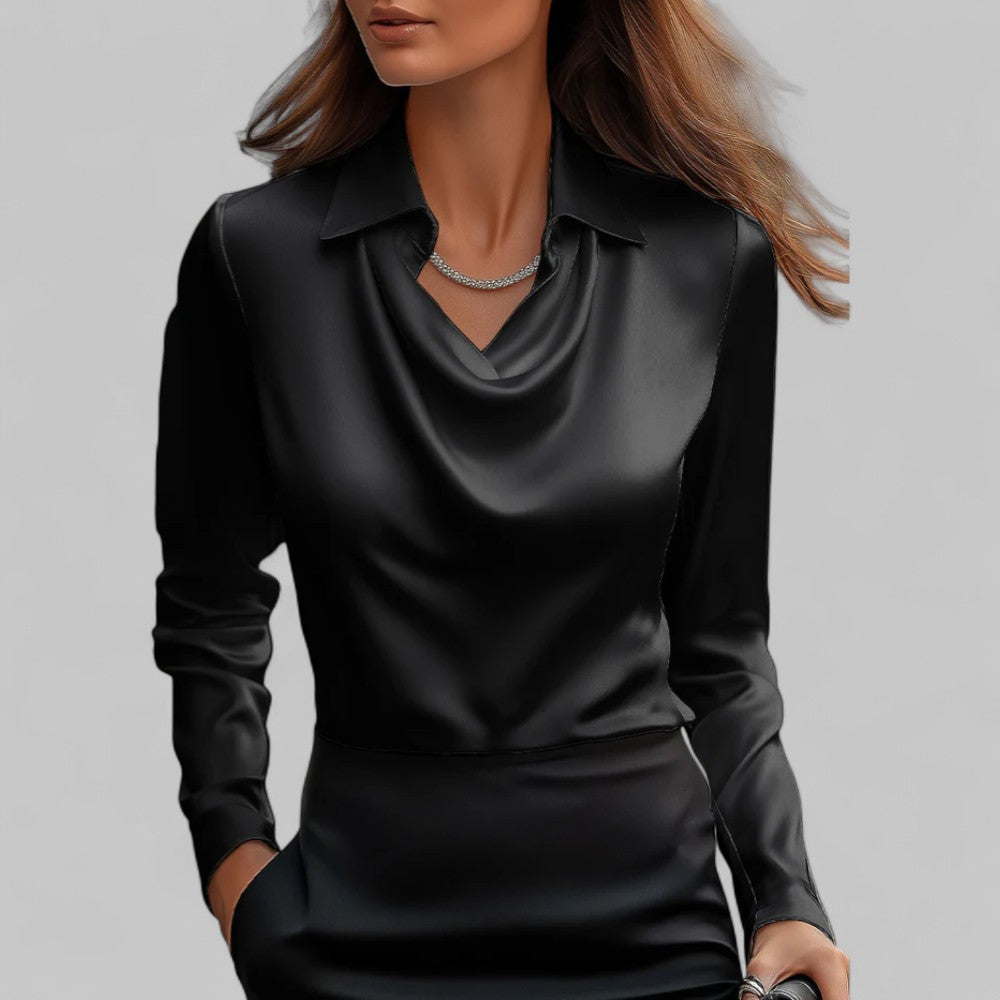 Kendra | Elegante Kvinder Satin Toppe Vandfaldsudskæring