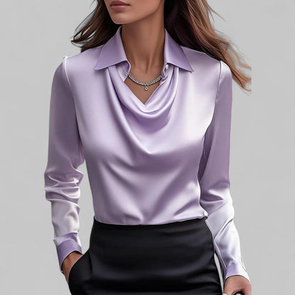 Kendra | Elegante Kvinder Satin Toppe Vandfaldsudskæring