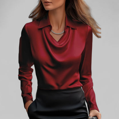 Kendra | Elegante Kvinder Satin Toppe Vandfaldsudskæring