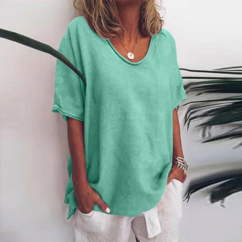 Kythira | Klassisk Kvinders Sommer Bluse med Løs Pasform