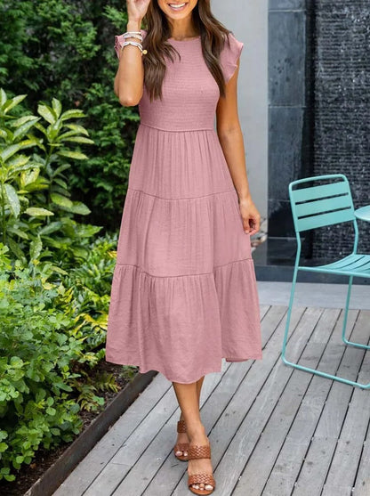 Lisette | Elegante Kvinder Midi Slankende Kjole