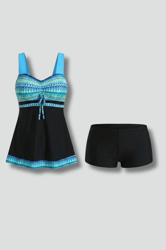 Luna | Dame Tankini-sæt Med Print Og Badeshorts