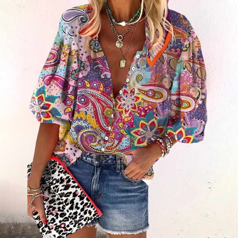 Maja | Kvinder Sommerblouse Mønstret Design Letvægt