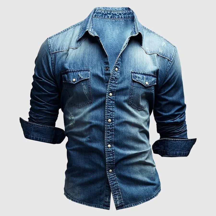 Marius | Mænd Denimskjorte Bomuldsrig Blanding Slim Fit