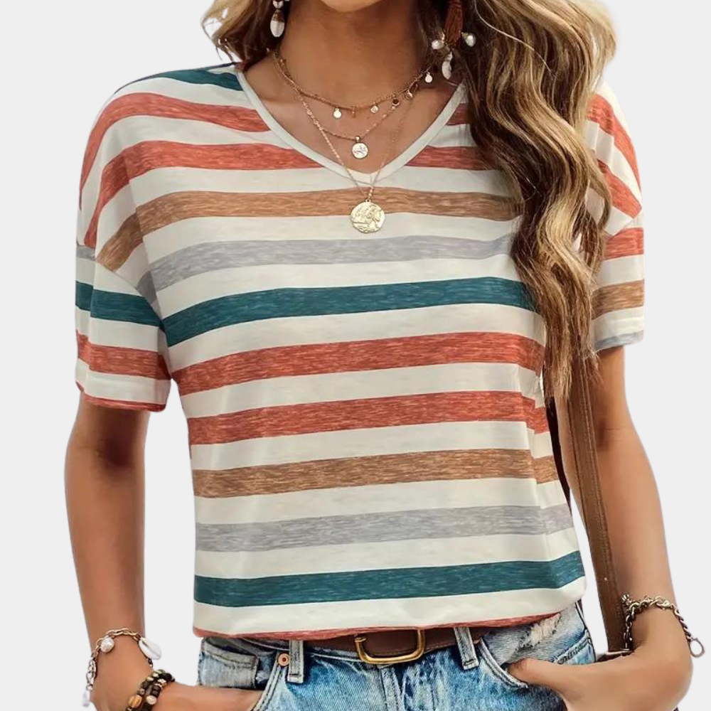 Miral | Afslappede Kvinders Sommer T-Shirt med Striber