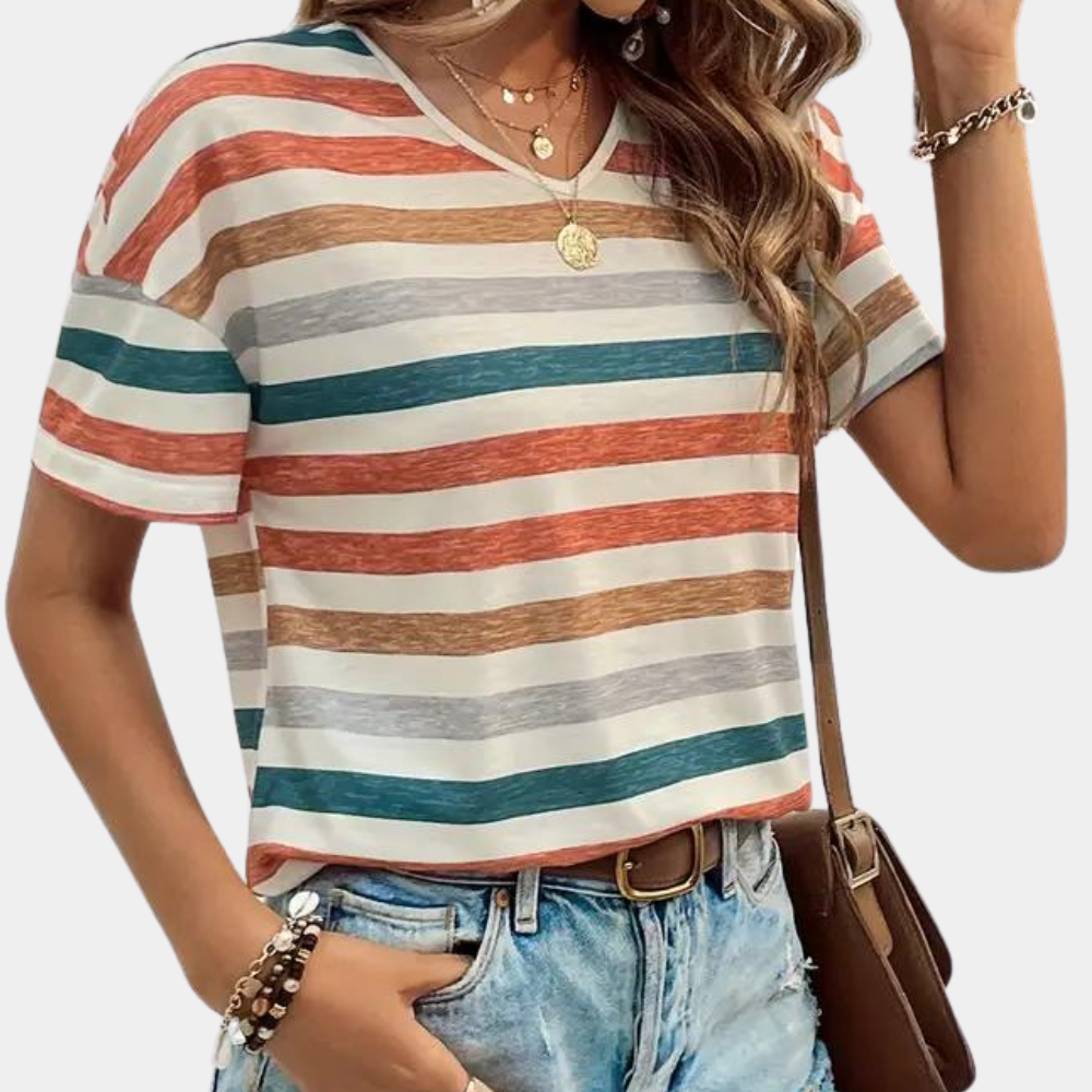 Miral | Afslappede Kvinders Sommer T-Shirt med Striber