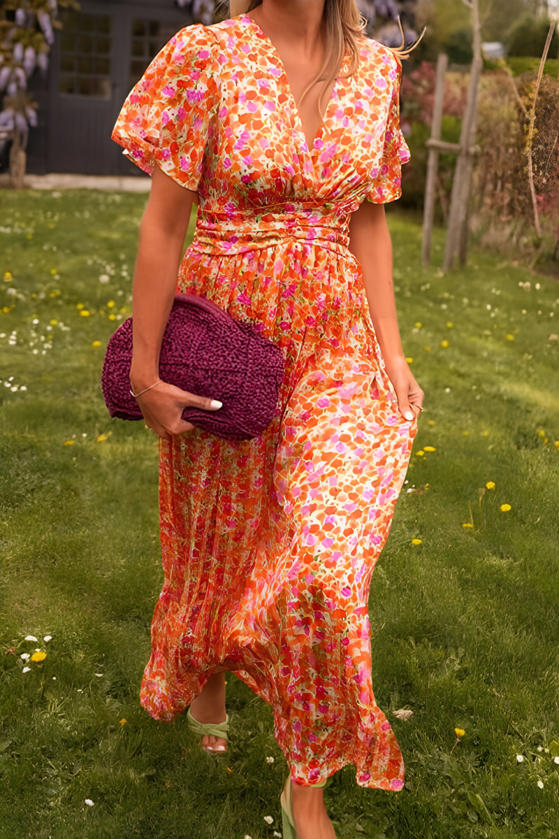Nora | Dame Maxikjole V-hals Elegant Feminin Pasform