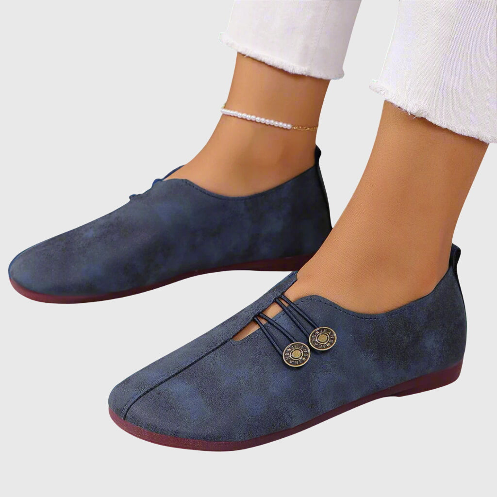 Rina | Dame Slip-On Sko Forår Flade Casual med Knap