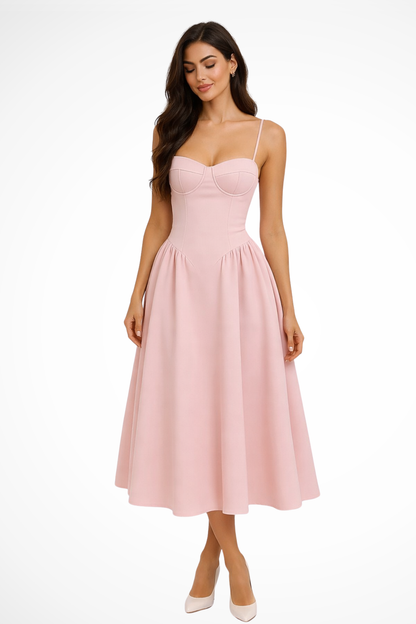 Seraphina | Elegant Dame Midi Gallakjole med Korset-overdel